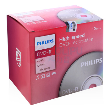 飞利浦 PHILIPS DVD-R 光盘 DVD-R 10片/包 16速4.7G 单片盒装