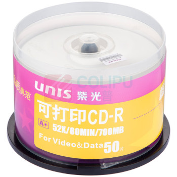 紫光 UNIS VCD光盘CD-R刻录盘 银河系列700M空白光盘 紫光格调CD50片(无) 