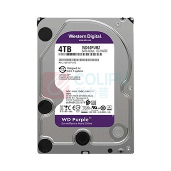 西部数据 WD 监控级机械硬盘 WD Purple 西数紫盘 SATA 128MB CMR垂直 安防存储 3.5英寸 WD44PURZ 4TB新