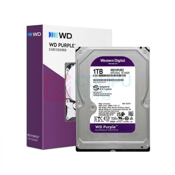 西部数据 WD 监控级机械硬盘 WD10PURZ 1TB 紫盘 SATA 64MB CMR垂直 安防存储