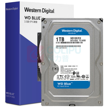 西部数据 WD 硬盘 蓝盘 WD10EZEX 1TB 7200转 64MB SATA CMR垂直盘 台式机机械硬盘