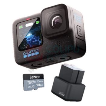 GoPro 防抖运动相机 HERO12 Black 增强续航摄像机 防水相机 vlog潜水滑雪摄影摄像 (单机+增强双充+128G) (单位:台)