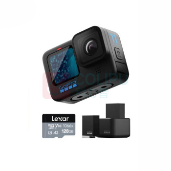 GoPro Black防抖运动相机防水5.3k定制:配置三块电池+原装充电器+遥控手柄+128g内存卡 HERO11