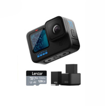 GoPro Black防抖运动相机防水5.3k定制:配置三块电池+原装充电器+遥控手柄+128g内存卡 HERO11