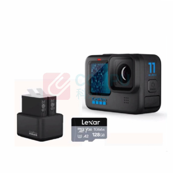 GoPro Black防抖运动相机防水5.3k定制:配置三块电池+原装充电器+遥控手柄+128g内存卡 HERO11