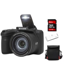 柯达 Kodak 长焦相机 AZ405 (黑色) 2068万CMOS 3“屏 40倍光变 光学防抖24mm广角 黑色套装(含32G卡+读卡器+包)