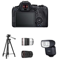 佳能 CANON 全画幅微单数码相机(配套蔡司镜 RF24-70F2.8、RF70-200F4 各一个; 配备闪光灯 EL-5 1个; 配备三脚架1个) R6 Mark Ⅱ