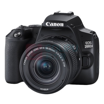 佳能 CANON 单反相机 EOS 200D II 二代 18-55mm套机 黑色 4K视频 Vlog拍摄 (含128G卡+包+UV+备电+三脚架)