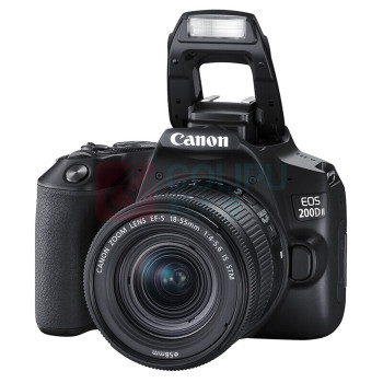 佳能 CANON 单反相机 EOS 200D II 二代 18-55mm套机 黑色 4K视频 Vlog拍摄 (含128G卡+包+UV+备电+三脚架)