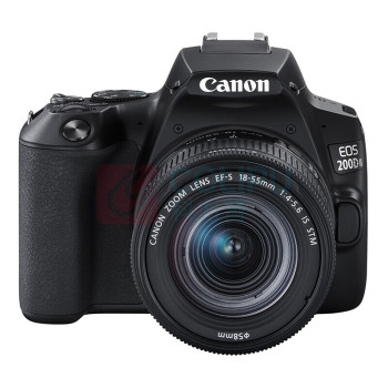 佳能 CANON 单反相机 EOS 200D II 二代 18-55mm套机 黑色 4K视频 Vlog拍摄 (含128G卡+包+UV+备电+三脚架)