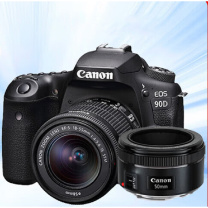 佳能 CANON 90d单反相机 中高端 EOS 90D 4K高清视频vlog数码照相机 90D套机+小痰盂定焦双