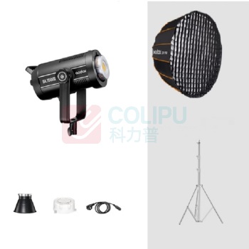 神牛 Godox 影棚补光灯 SL150III三代 单灯+QR-P90深抛网格柔光箱+灯架 LED摄影灯 人像视频拍摄常亮灯婚纱