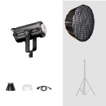神牛 Godox 影棚补光灯 SL150III三代 单灯+QR-P90深抛网格柔光箱+灯架 LED摄影灯 人像视频拍摄常亮灯婚纱