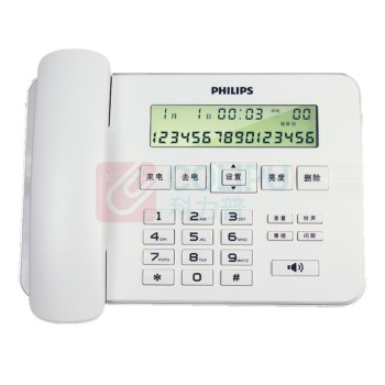 飞利浦 PHILIPS 电话机 CORD218 免提通话 (白色)