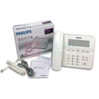 飞利浦 PHILIPS 电话机 CORD218 免提通话 (白色)
