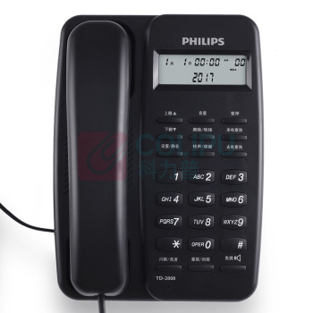飞利浦 PHILIPS 电话机 TD-2808 免电池 (黑色)