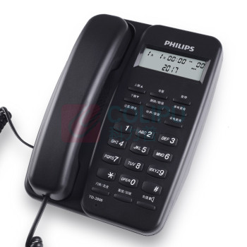 飞利浦 PHILIPS 电话机 TD-2808 免电池 (黑色)