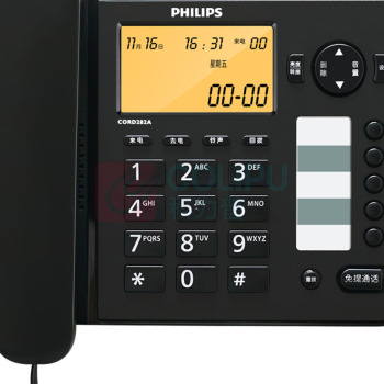 飞利浦 PHILIPS 电话机座机 CORD282A (黑色/白色)