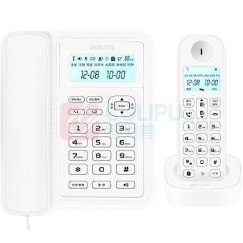 飞利浦 PHILIPS 无绳电话机 DCTG167 一拖一子母机 (白色)