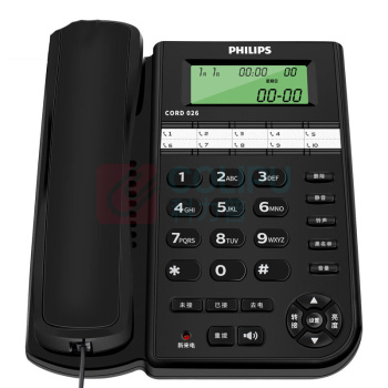 飞利浦 PHILIPS 电话机座机 固定电话 办公家用 10组黑名单/来电指示灯提示 CORD026 (黑色)