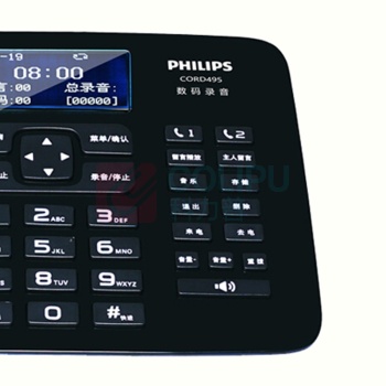 飞利浦 PHILIPS 录音电话机 CORD495 (黑色) 16G内存