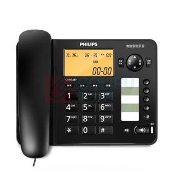 飞利浦 PHILIPS 录音电话机 CORD285 联机存储 (黑色)