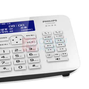 飞利浦 PHILIPS 录音电话机 CORD495 内置16G存储卡 (白色)