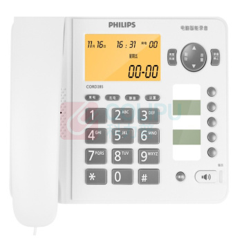 飞利浦 PHILIPS 录音电话机 CORD285 联机存储 (白色)