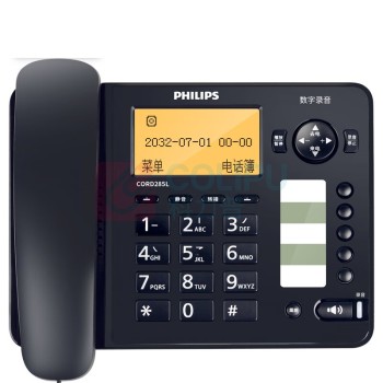 飞利浦 PHILIPS 录音电话机 CORD285L 16G存储 2700小时录音 (深海蓝色)