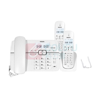 飞利浦 PHILIPS 无绳电话机 DCTG188 一拖二子母机 (白色)
