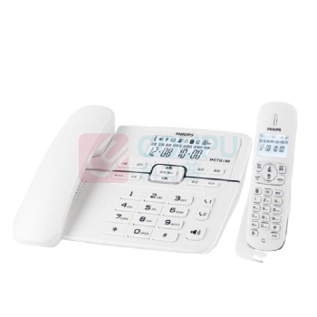 飞利浦 PHILIPS 无绳电话机 DCTG188 一拖二子母机 (白色)