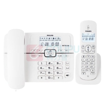 飞利浦 PHILIPS 无绳电话机 DCTG188 一拖二子母机 (白色)