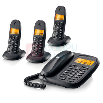 摩托罗拉 MOTOROLA 无绳电话机 CL103C 一拖三子母机 (黑色)