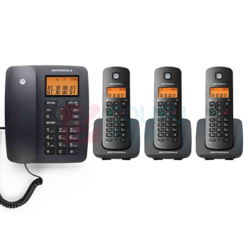 摩托罗拉 MOTOROLA 无绳电话机 C4203C 一拖三子母机 (黑色)
