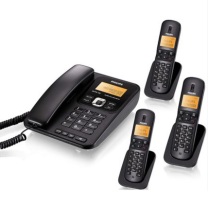 飞利浦 PHILIPS 无绳电话机 DCTG182 一拖三子母机 (黑色)