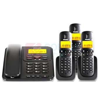 飞利浦 PHILIPS 无绳电话机 DCTG182 一拖三子母机 (黑色)