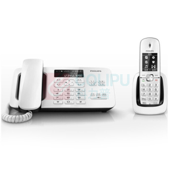 飞利浦 PHILIPS 无绳电话机 DCTG492 一拖一子母机 (白色)