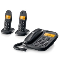 摩托罗拉 MOTOROLA 无绳电话机 CL102C 一拖二子母机 (黑色)