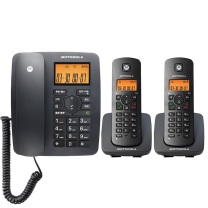 摩托罗拉 MOTOROLA 无绳电话机 C4200C+C4200HC 一拖二子母机 (黑色)