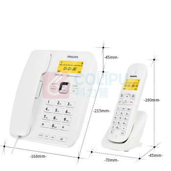 飞利浦 PHILIPS 无绳电话机 DCTG182 一拖一子母机 (白色)