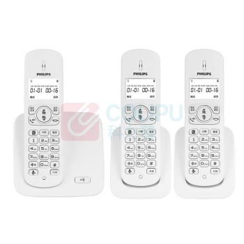 飞利浦 PHILIPS 无绳电话机 DCTG186(1+2) (白色) 一拖二