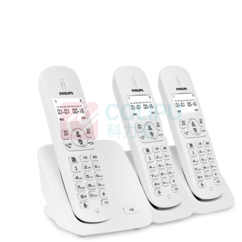 飞利浦 PHILIPS 无绳电话机 DCTG186(1+2) (白色) 一拖二