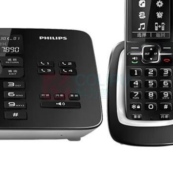 飞利浦 PHILIPS 无绳录音电话机 DCTG492+ 一拖一子母机 (黑色)