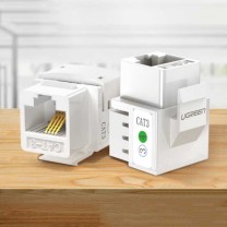 绿联 UGREEN 电话语音模块 80184 CAT3电话线面板模块 RJ11镀金4芯电话通信插座 电话线连接器 单个装 (白色)