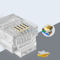 胜为 电话水晶头 6P4C 非屏蔽话机用 二叉镀金3U 透明PC料 RC-1050RJ11型 (50个/盒)