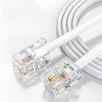 一讯 座机电话跳线 RJ11-RJ11 4芯成品电话线 多股扁线 1.5米 (白色)