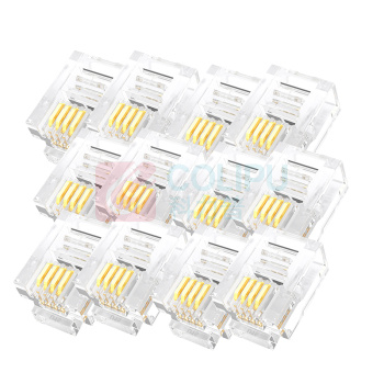 山泽 SAMZHE 电话水晶头 6P4C语音电话线接头 DHT350 RJ11电话语音水晶头 50个
