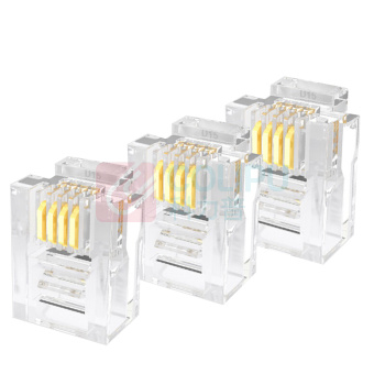 山泽 SAMZHE 电话水晶头 6P4C语音电话线接头 DHT350 RJ11电话语音水晶头 50个