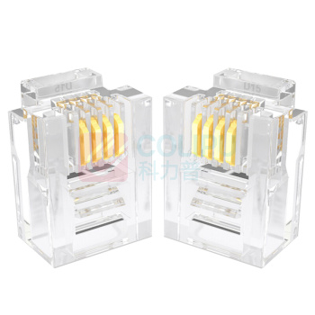 山泽 SAMZHE 电话水晶头 6P4C语音电话线接头 DHT350 RJ11电话语音水晶头 50个