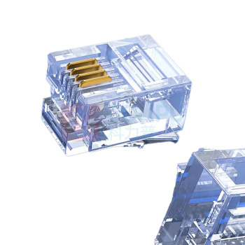 胜为 电话水晶头 RC-1050 工程级纯铜镀金接头 4芯话筒非屏蔽RJ11接口6P4C电话线连接头50个/盒